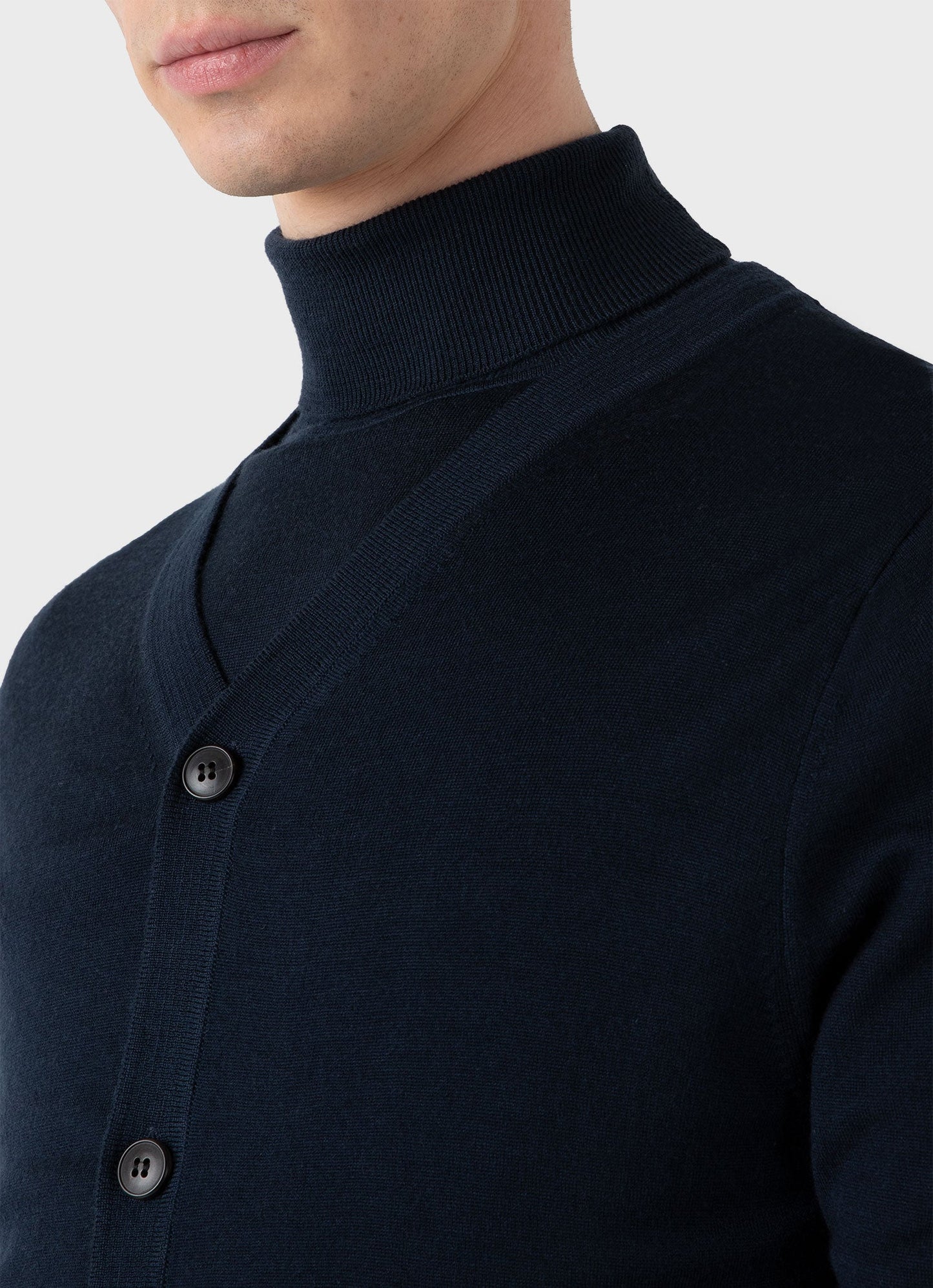 Mens Merino Cardigan In Light Navy Mcar8223 Buaf