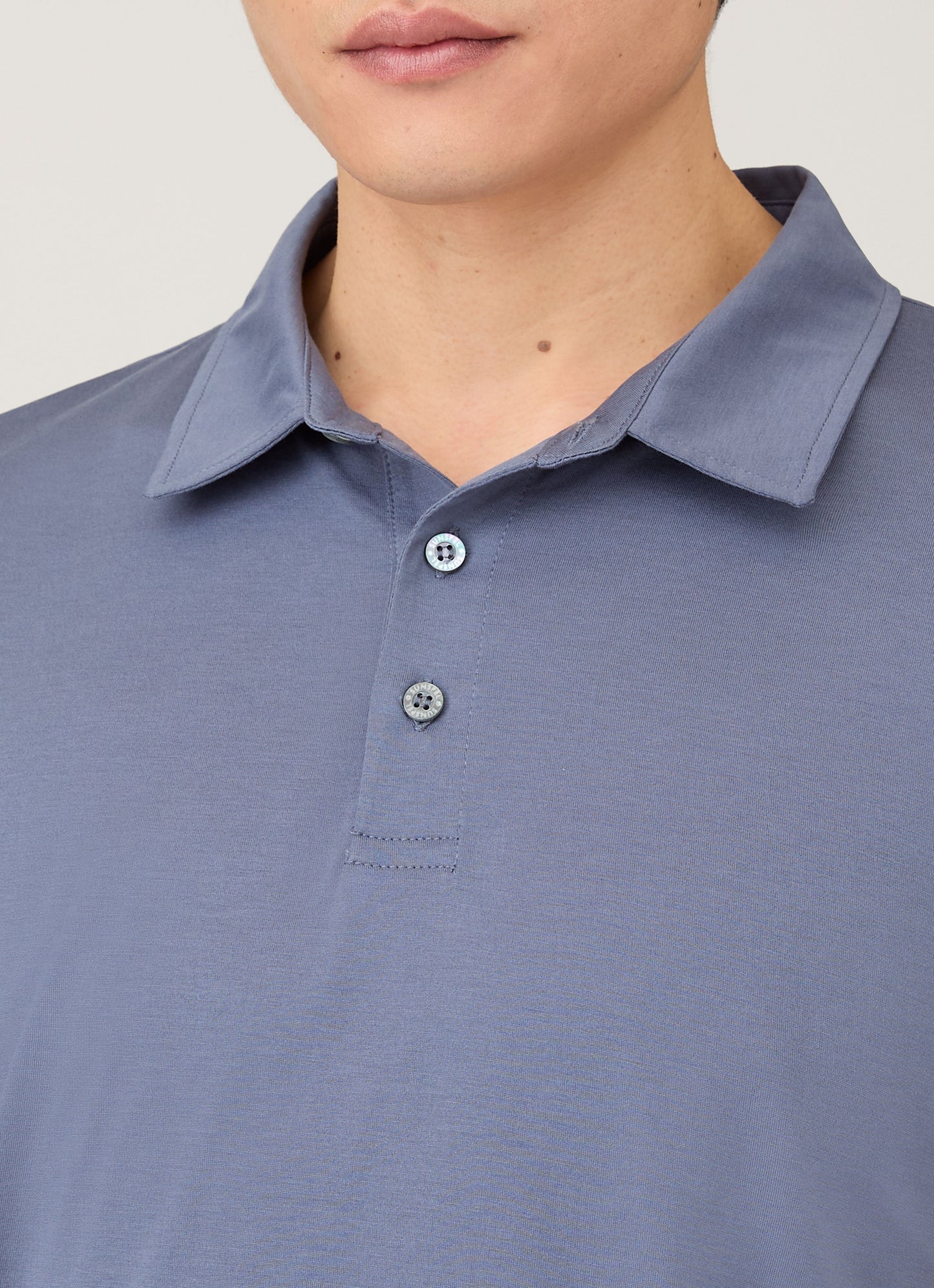 Mens Classic Jersey Polo Shirt In Selvedge Blue Mpol1052 Buwf
