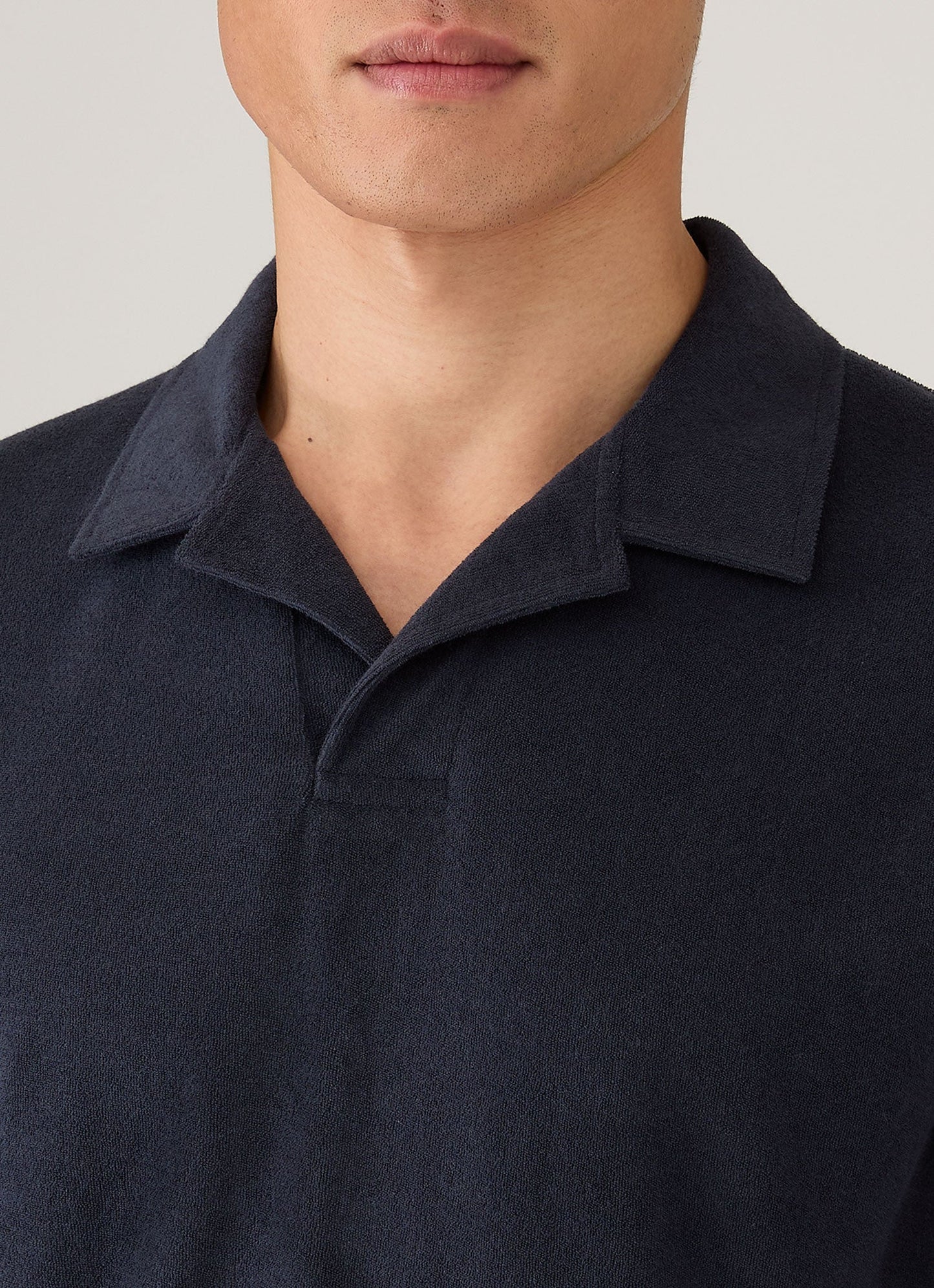 Mens Towelling Polo Shirt In Navy Mpol1574 Buaa
