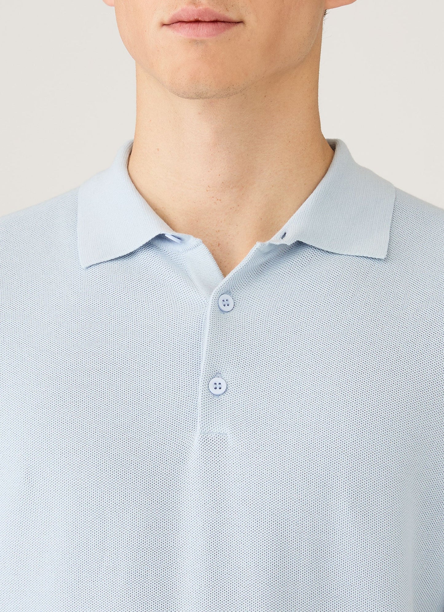 Mens Knit Polo Shirt In Pastel Blue Mpol8115 Buwr