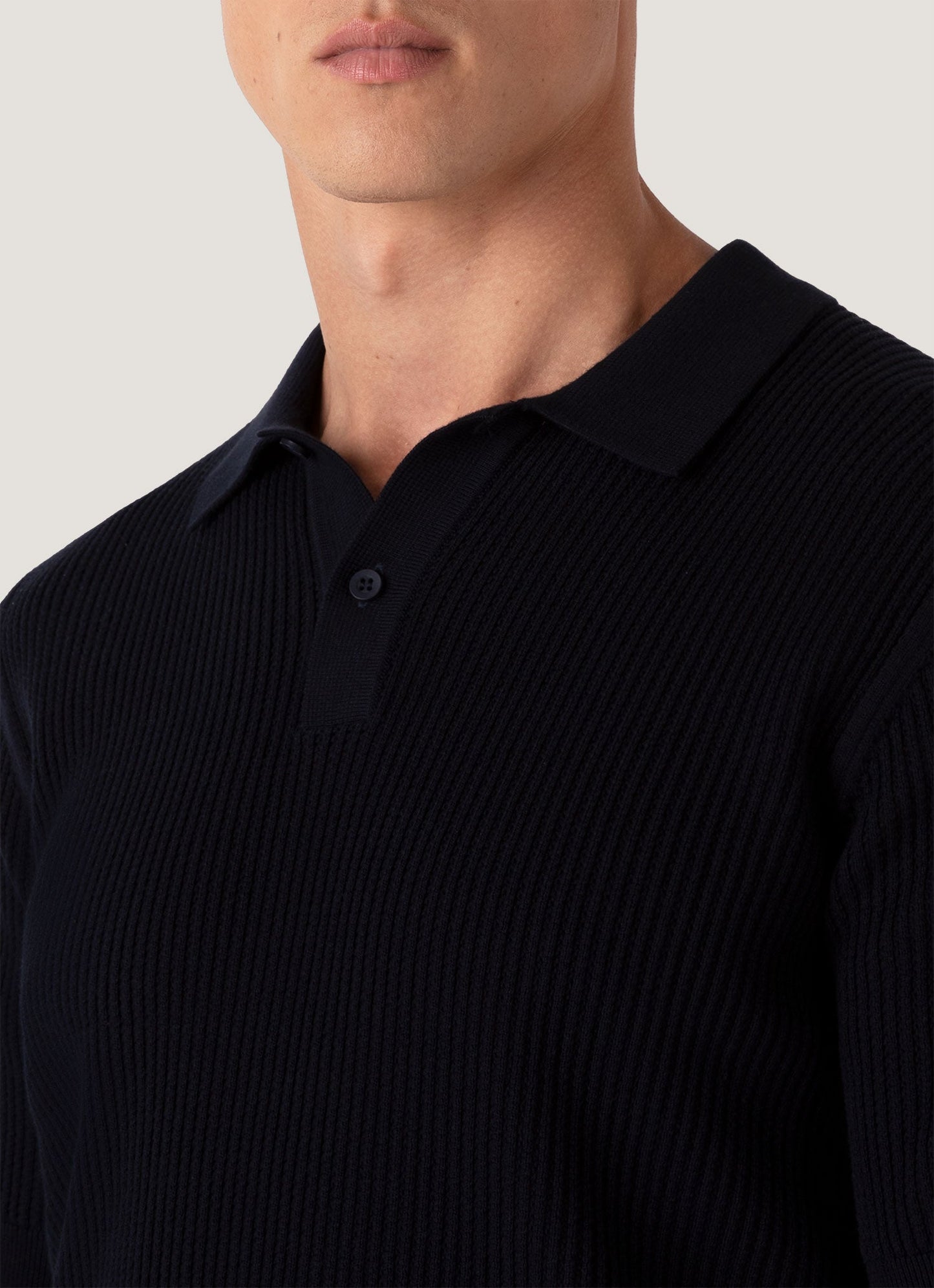 Mens Linear Mesh Knit Polo Shirt In Navy Mpol8276 Buaa