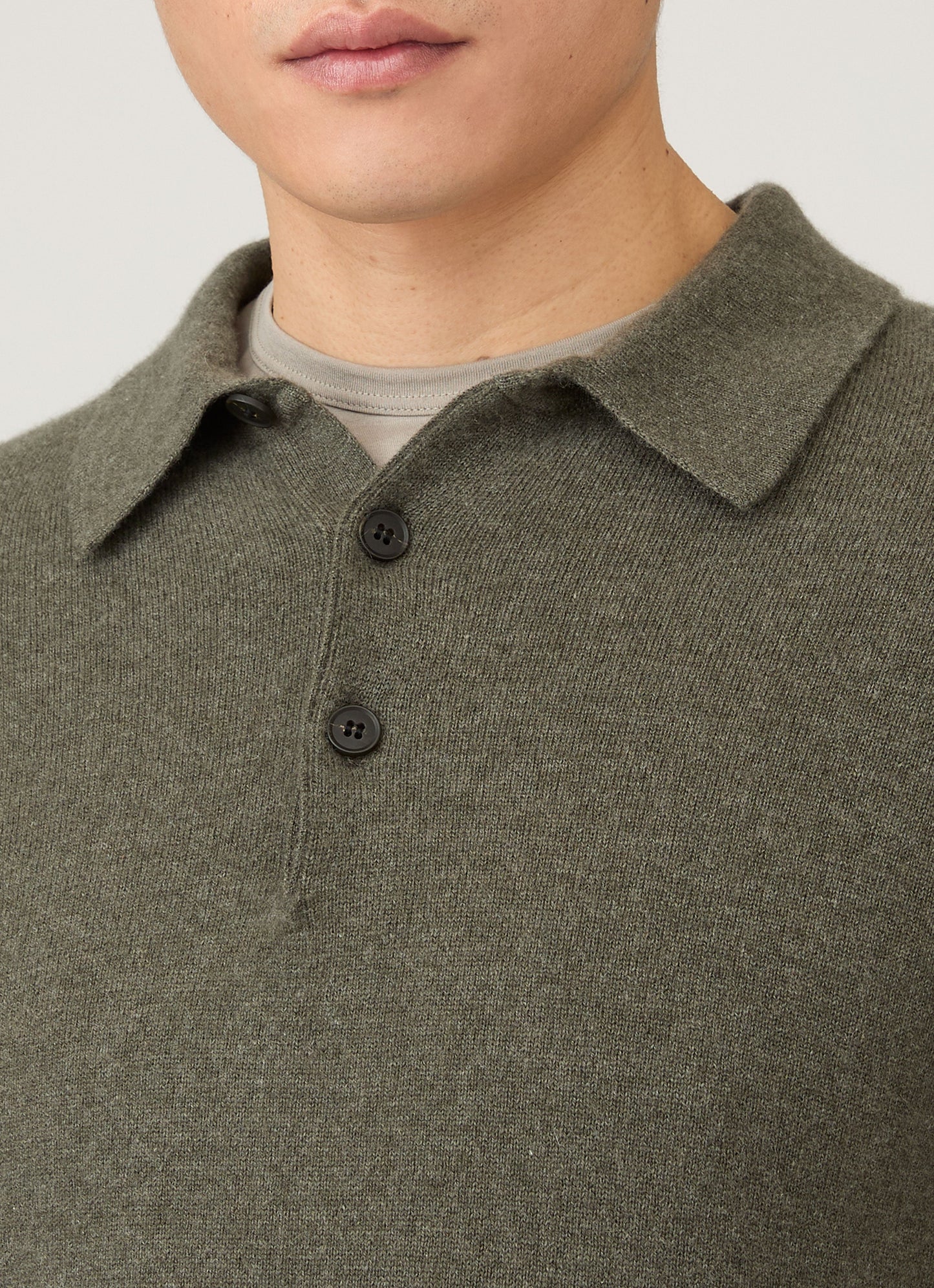 Mens Cashmere Polo Shirt In Khaki Mpol8293 Gngy