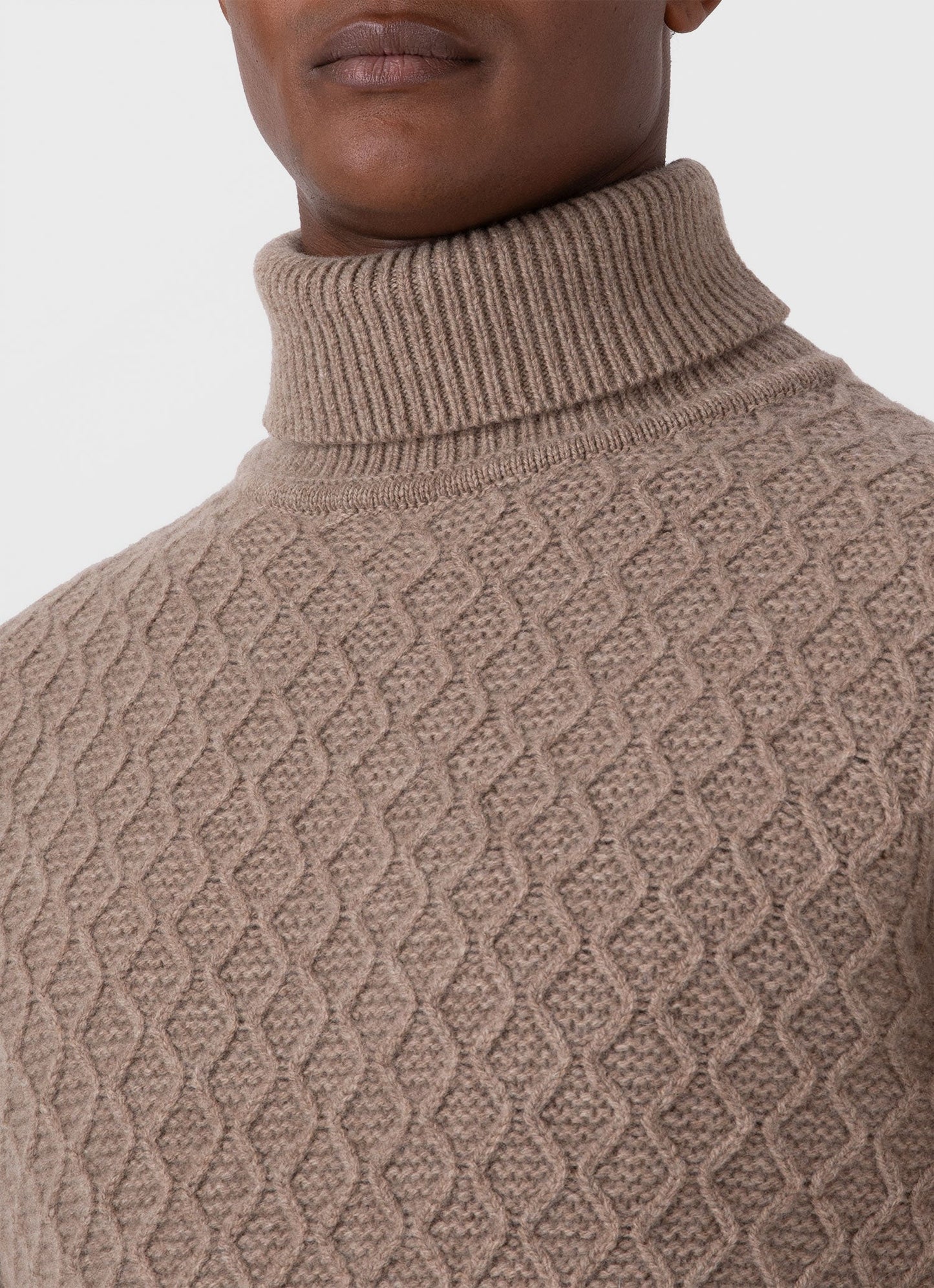 Mens Wm Brown Lambswool Roll Neck In Natural Brown Wbmjum8268 Brea