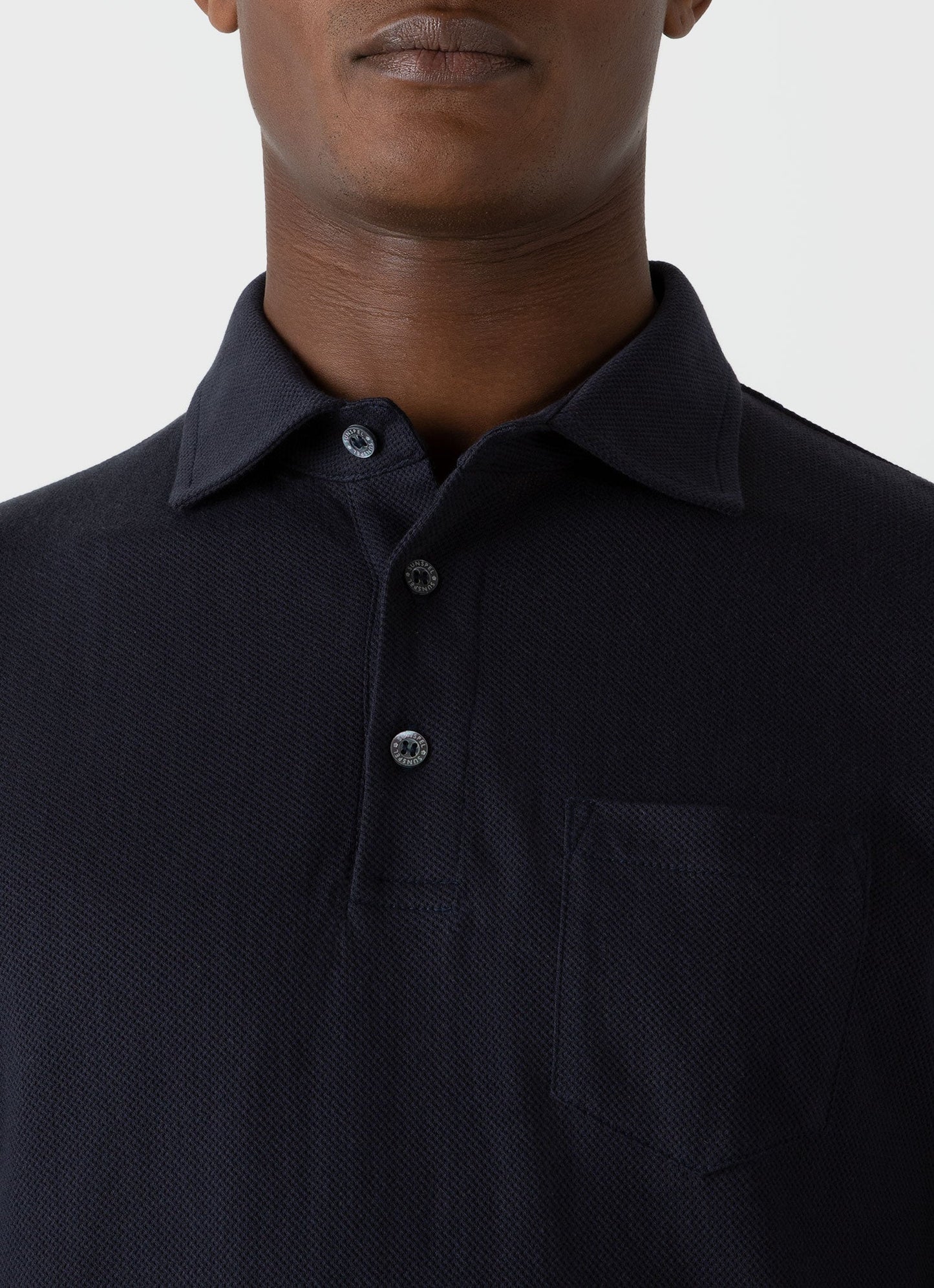 Mens Wm Brown Long Sleeve Polo Shirt In Navy Wbmpol1062 Buaa