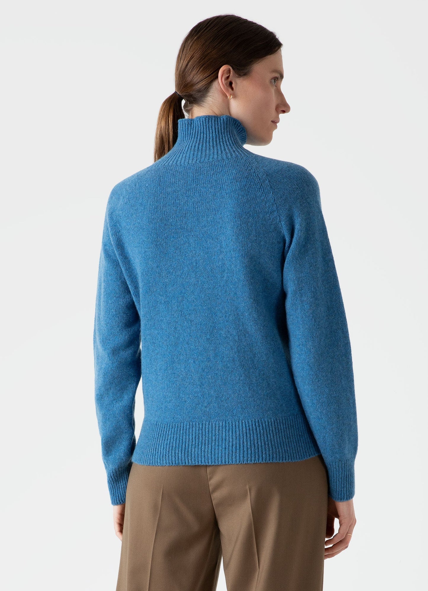 Womens Lambswool Funnel Neck Jumper In Blue Jean Wjum8052 Busz