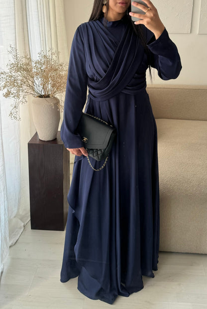 Robe Turquie Col Croise I Bleu Nuit