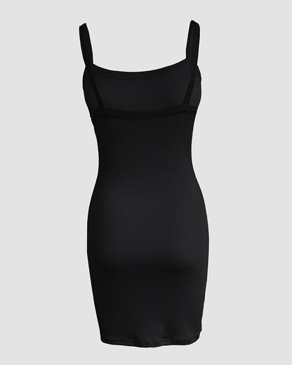 Bandeau Spaghetti Strap Sleevless Mini Dress Casual Slim Fit Bodycon Dress