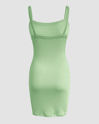 Bandeau Spaghetti Strap Sleevless Mini Dress Casual Slim Fit Bodycon Dress