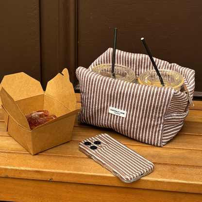 Towel Makeup Bag - Chestnut Stripes
