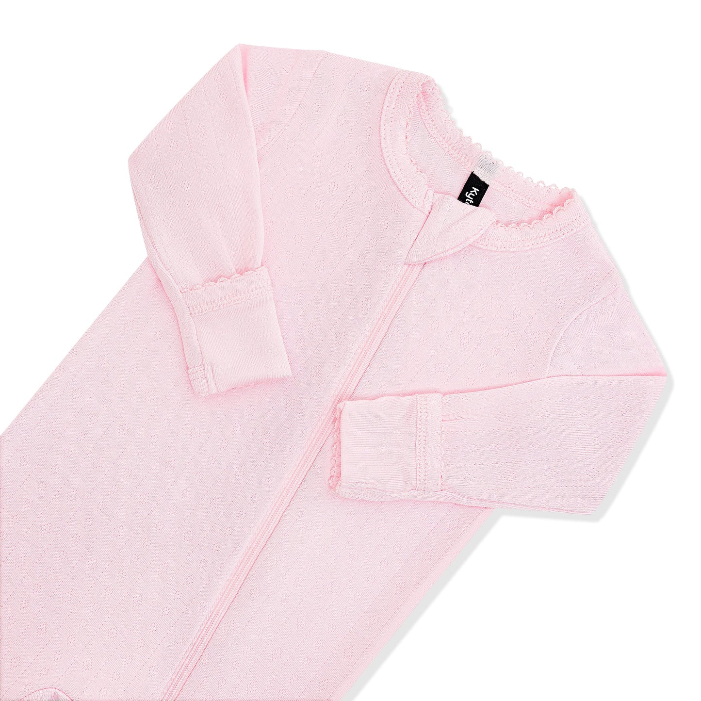 Pointelle Zippered Footie in Sakura