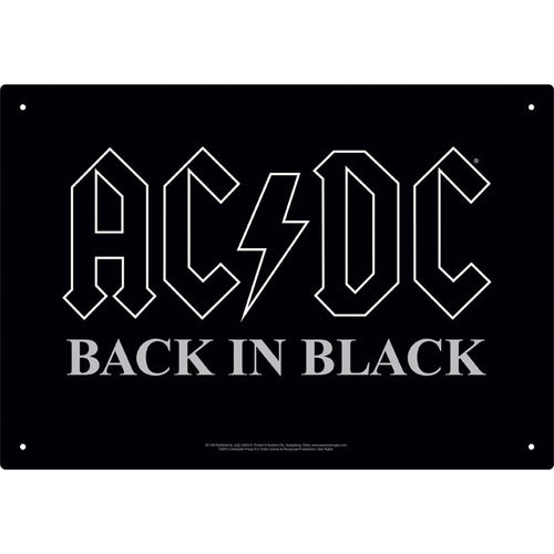 AC/DC Back In Black Tin Concert Sign