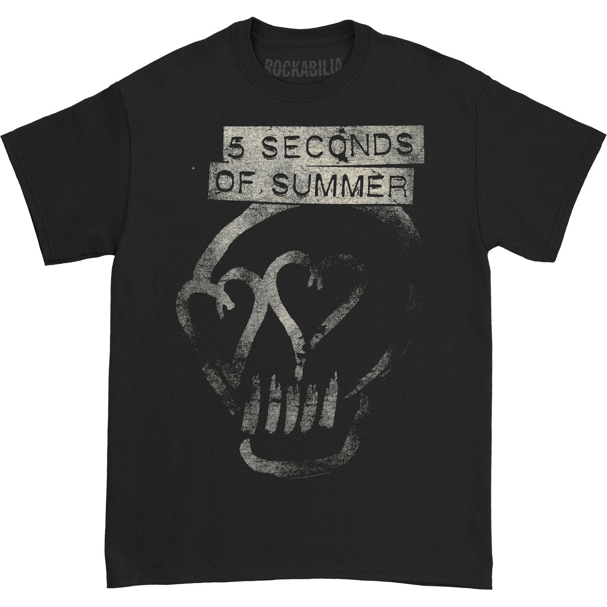 5 Seconds Of Summer Heart Skull Silver T-shirt
