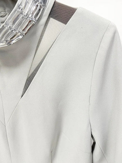 Long Sleeve Crystal Maxi Dress Light Grey