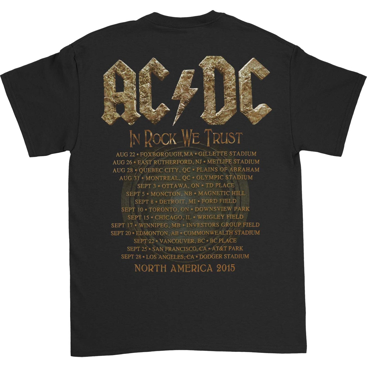 AC/DC In Rock We Trust 2015 N.A. Tour Tee T-shirt