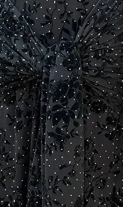 Long Sleeve Embellished Lace Maxi Dress Black