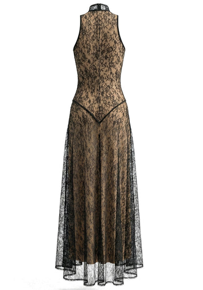 Lace A Line Maxi Dress Black