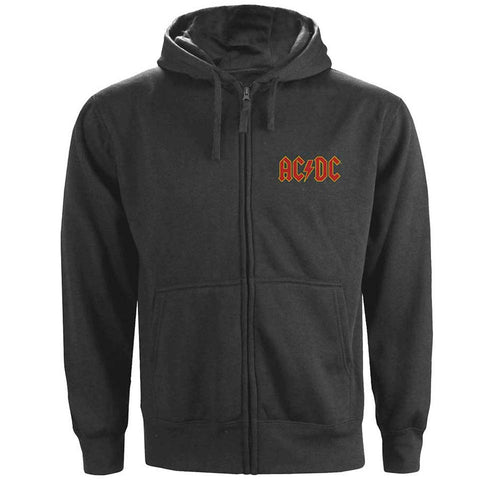 AC/DC Logo (Back Print) Zippered Hooded Sweatshirt