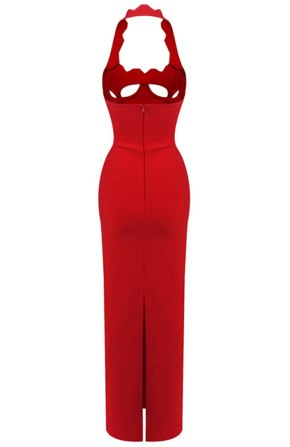 Halter Underboob Cut Out Maxi Dress Red