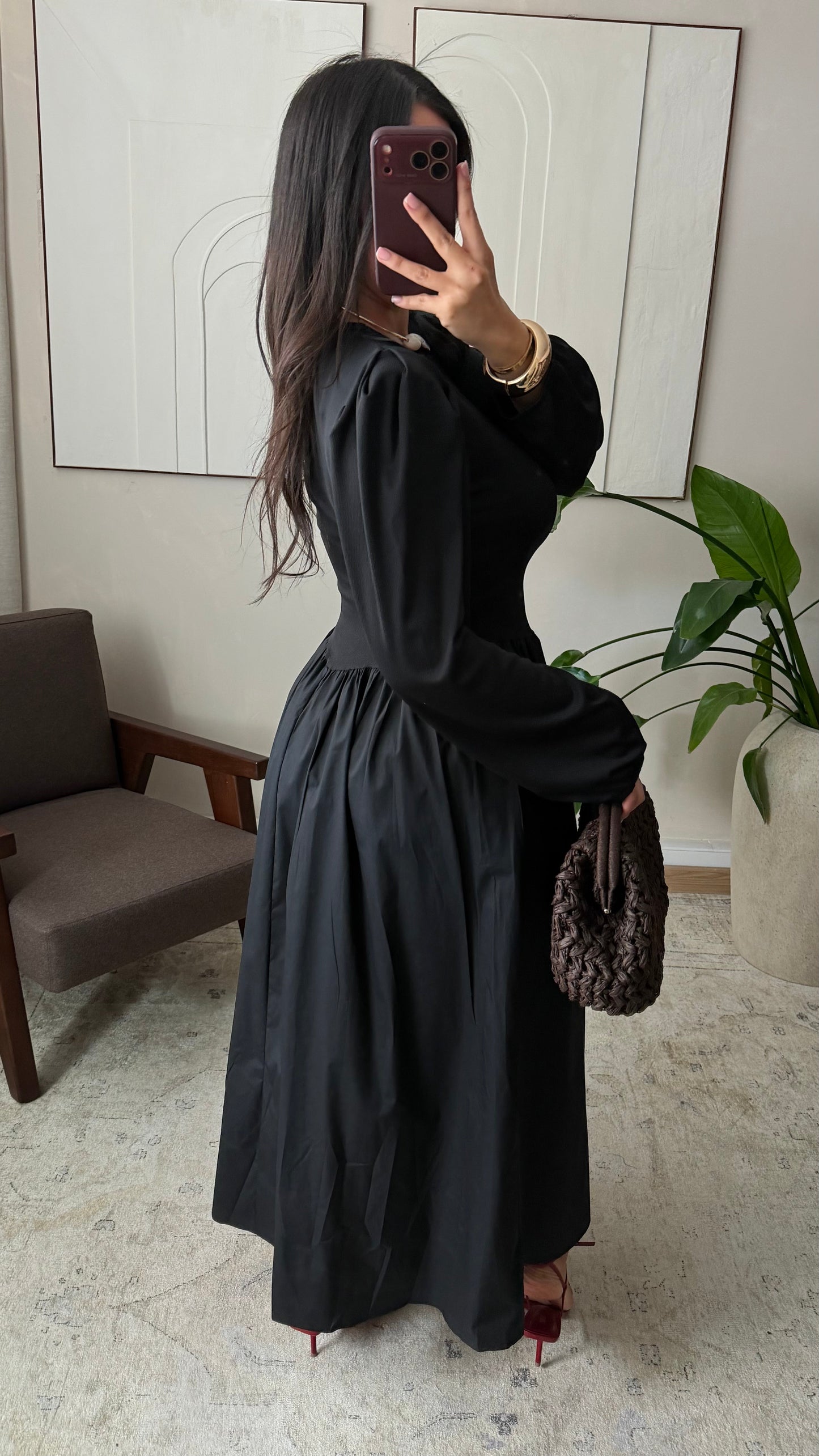 Robe bi-matière épaulettes MIYU I Noir