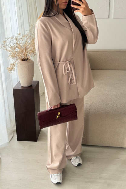 Creation Made In Turquie I Ensemble Pantalon Et Blazer Dirasat I Beige Taupe