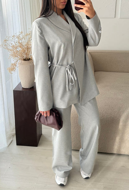 Creation Made In Turquie I Ensemble Pantalon Et Blazer Dirasat I Gris Clair