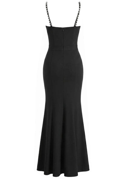 Crystal Straps Maxi Dress Black
