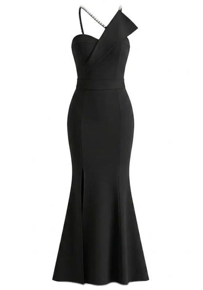 Crystal Straps Maxi Dress Black
