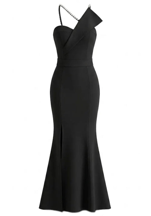Crystal Straps Maxi Dress Black