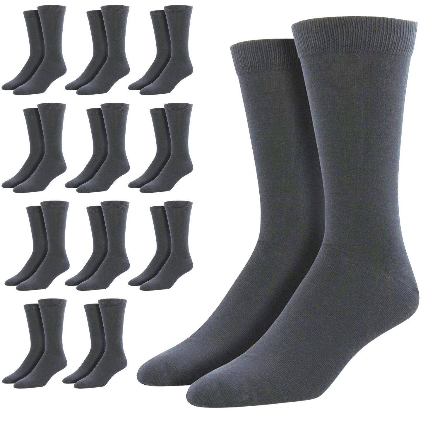 12 Pairs Bamboo Derived Loose Top Socks Diabetic Comfort Circulation Grey