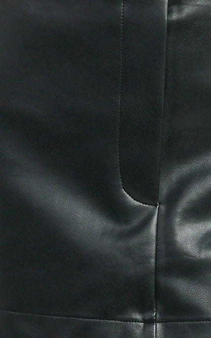 Heather Skort - Low Waisted Faux Leather Micro Skort in Black