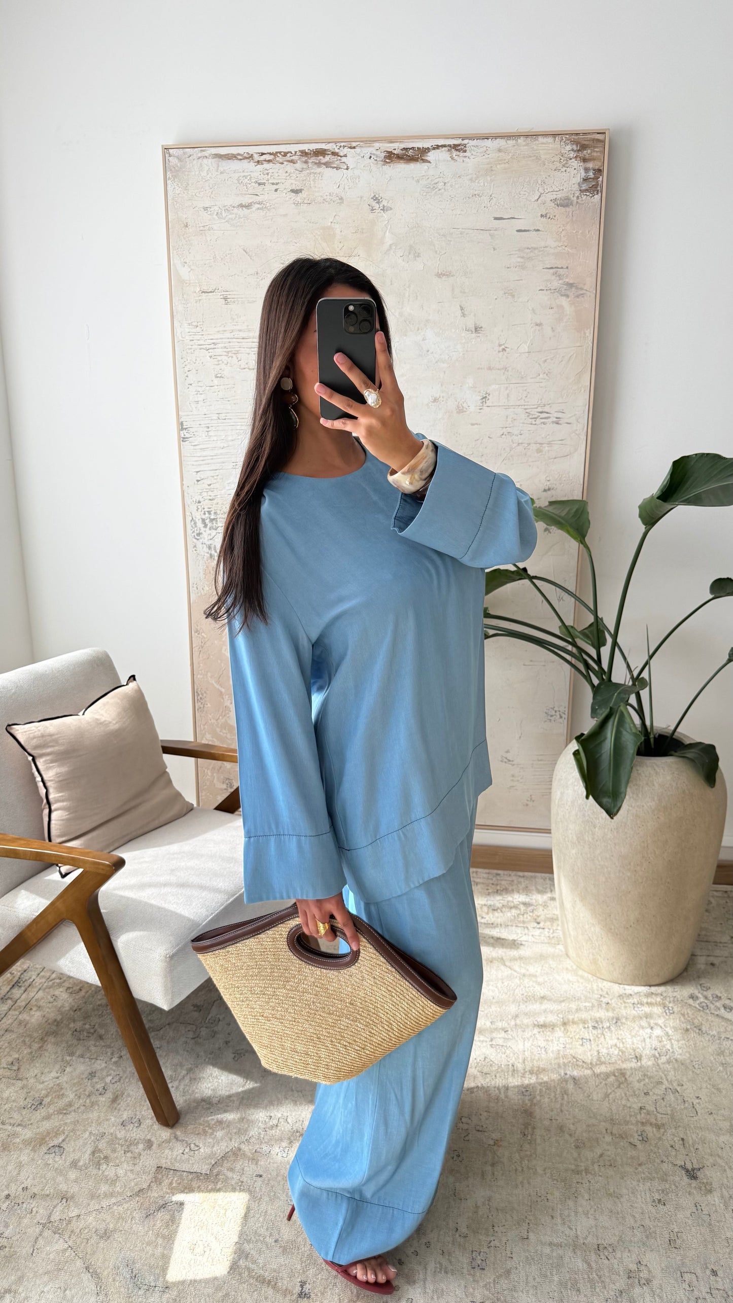 Ensemble En Jean Fluide Bleu Clair