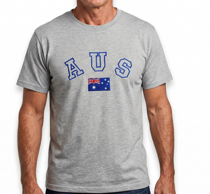 10X Adult Australian Aus Flag Souvenir T Shirt Bulk Pack Grey Cotton Blend Tee Top
