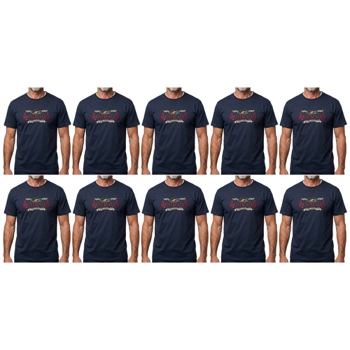 10X Adult Australian Wilderness Souvenir T Shirt Bulk Pack Navy Blue 100 Cotton Tee Top