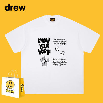 Drew T-shirts T-shirt Short Sleeve Loose round Neck Short Sleeve