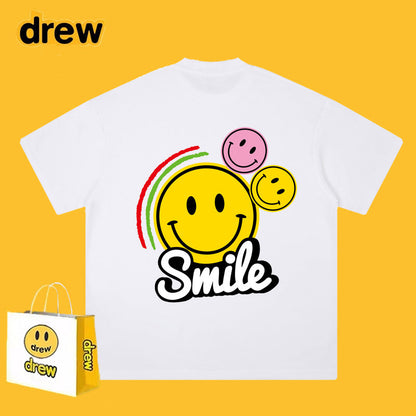 Drew T-shirts Short Sleeve T-shirt Smiley Face Letter Print