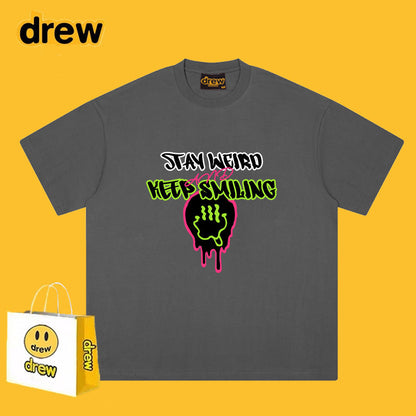 Drew T-shirts Funny Smiling Face Short Sleeve Printed T-shirt