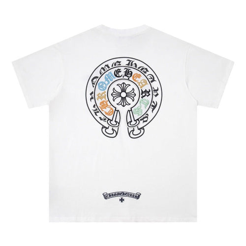 Chrome Heart T Shirts Horseshoe Patch Embroidery Short Sleeve T-Shirt
