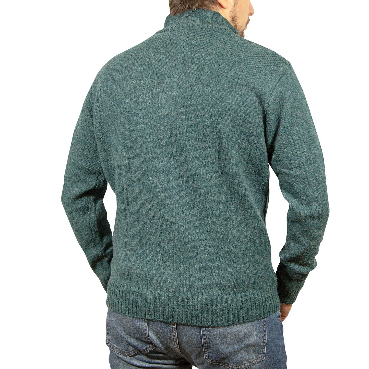 100 Shetland Ragg Wool Half Zip Up Knit Jumper Pullover Mens Sweater Knitted Sherwood