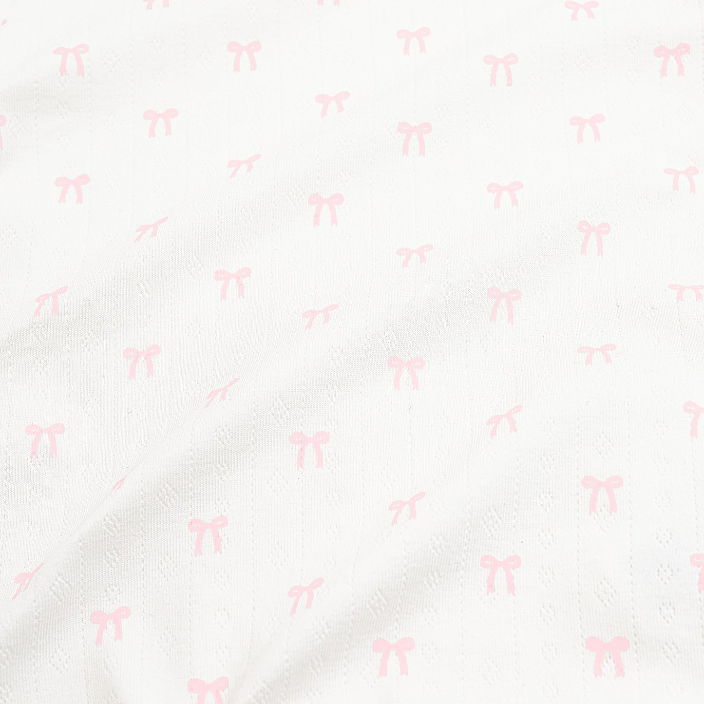 Pointelle Short Sleeve Set in Sweet Pink Bow