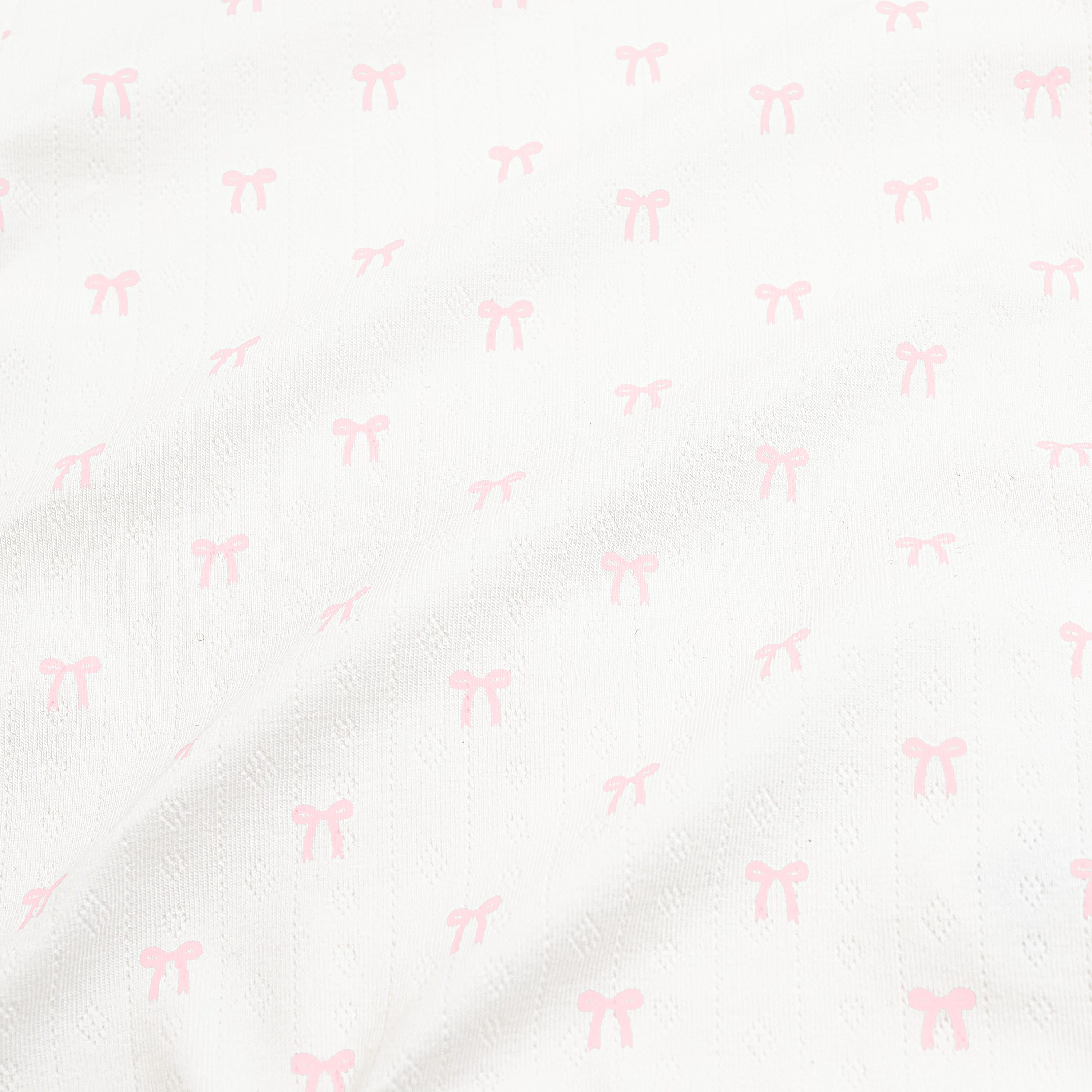 Pointelle Short Sleeve Set in Sweet Pink Bow