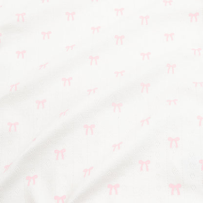 Pointelle Short Sleeve Set in Sweet Pink Bow