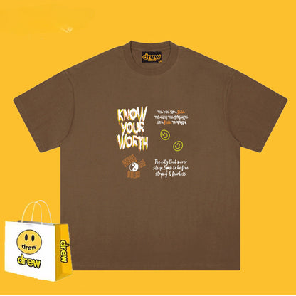 Drew T-shirts T-shirt Short Sleeve Loose round Neck Short Sleeve