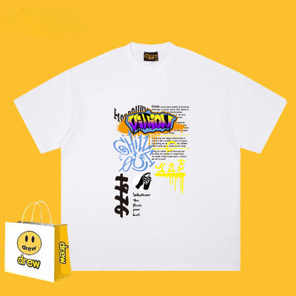 Drew T-shirts Short Sleeve Graffiti Printing