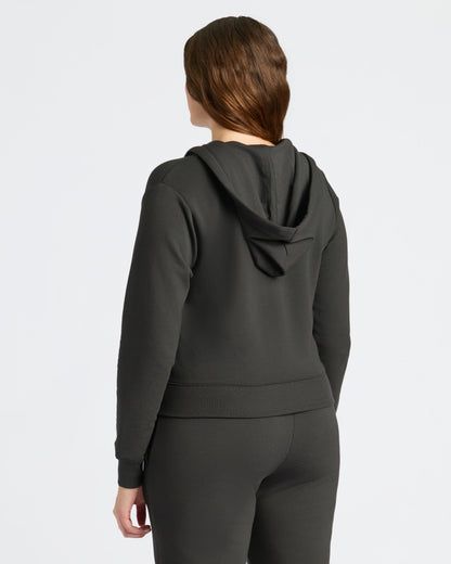 Womens Black Crop Zip Hoodie