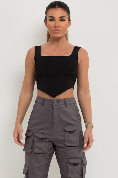Black Mesh Corset Top