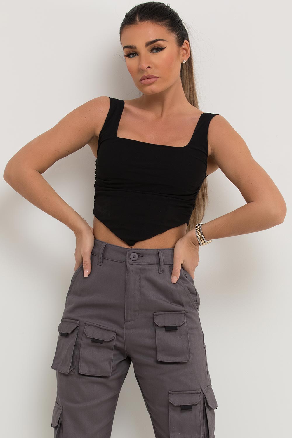 Black Mesh Corset Top