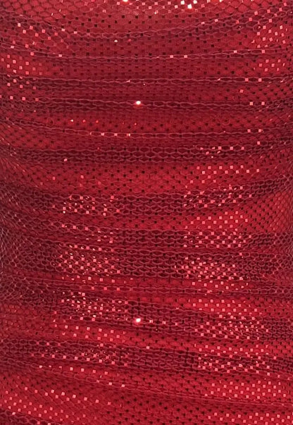 Draped Sparkly Feather Dress Red