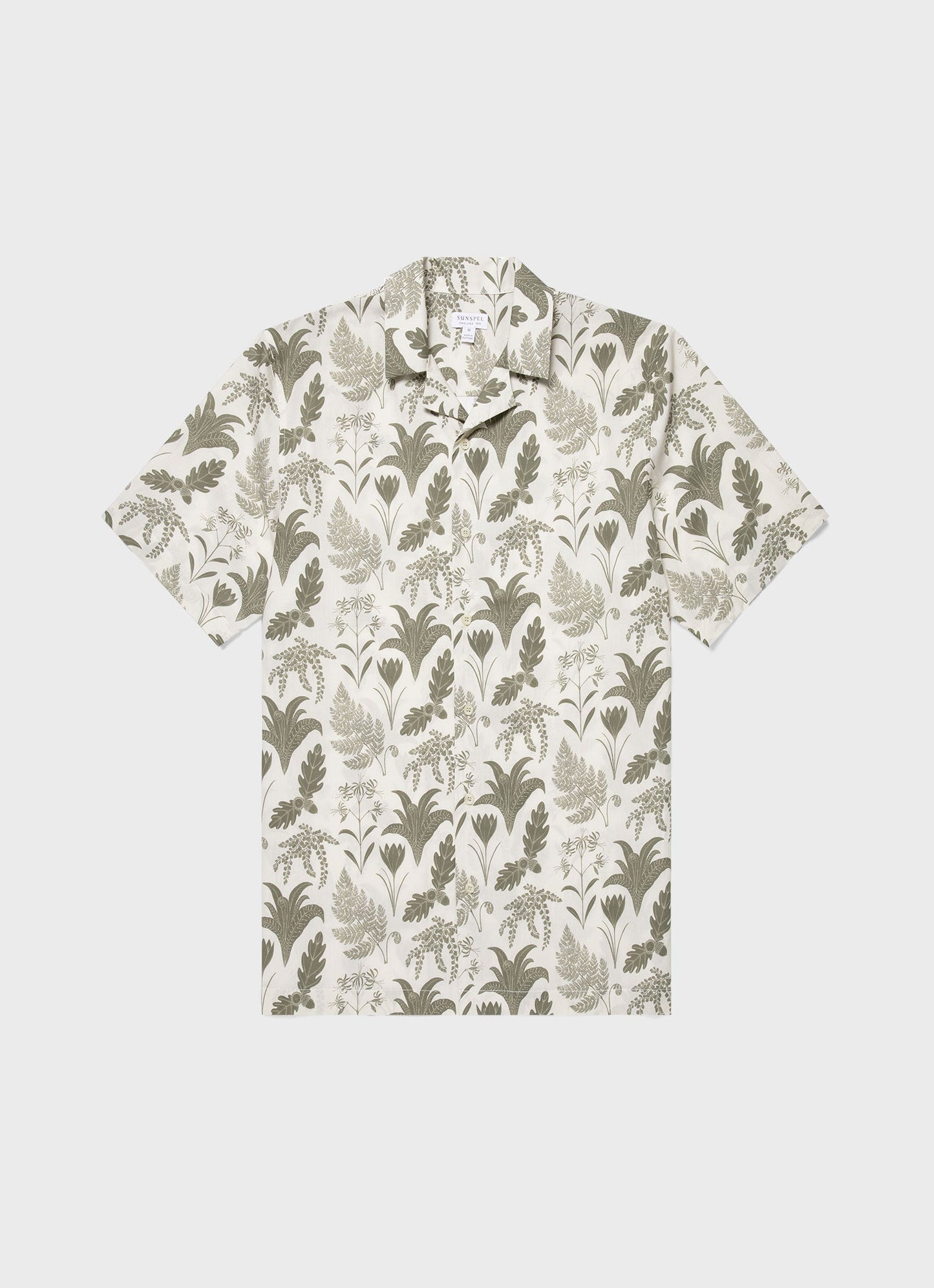 Mens Leaf Print Camp Collar Shirt In Ecru Ksmsht2009P Whhg