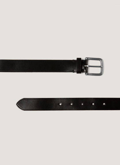 Mens 30Mm Chunky Leather Belt In Black Mbel9414 Bkaa