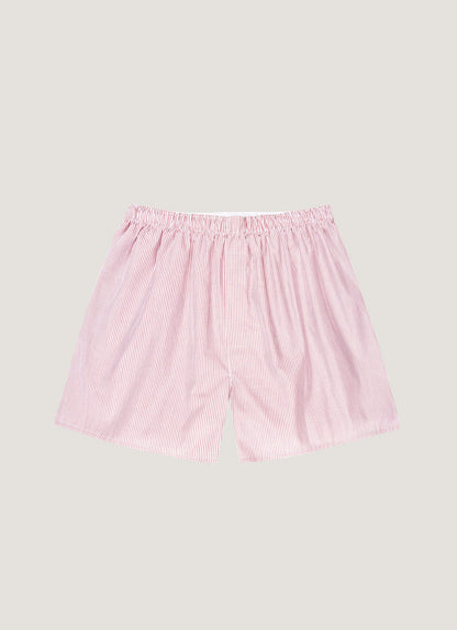 Mens Poplin Cotton Boxer Short In White Red Pinstripe Mbox4700 Staz